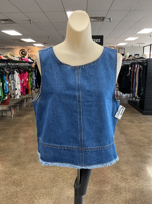 Top Sleeveless By Frnch In Blue Denim, Size:L