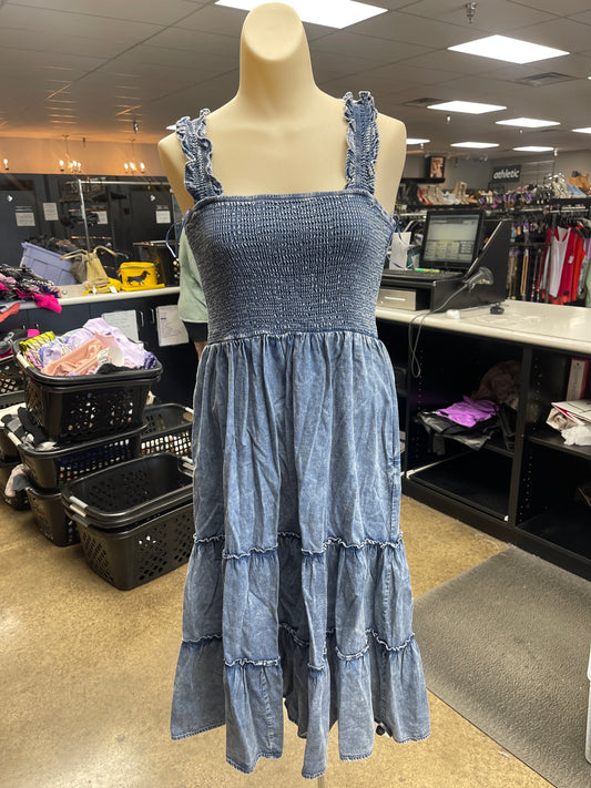 Dress Casual Maxi By Davi & Dani In Blue Denim, Size:M