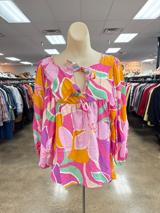 Top Ss By Oddi In Orange & Pink, Size:M