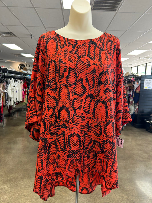 Top Ss By Clothes Mentor In Black & Red, Size:M