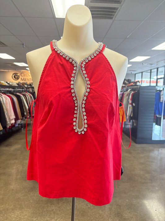 Top Sleeveless By Maeve In Red & Silver, Size:S