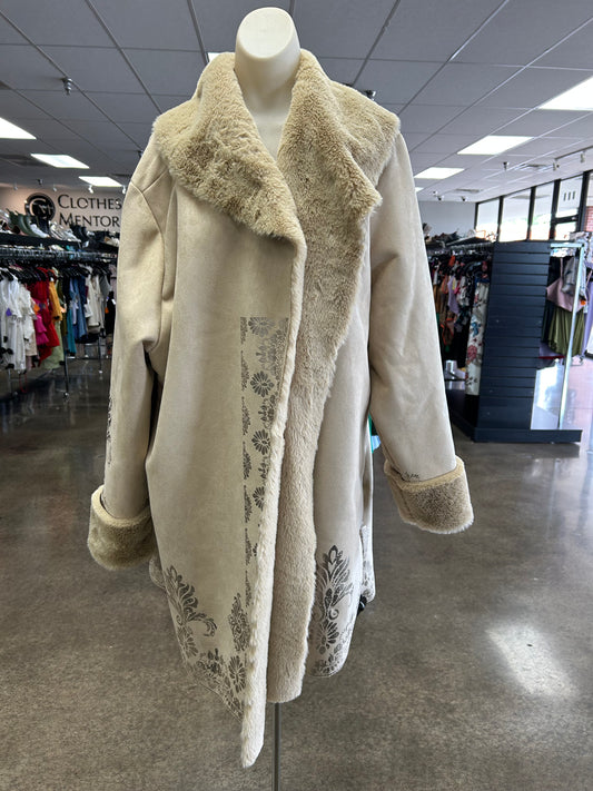Coat Faux Fur & Sherpa By Soft Surroundings In Tan, Size:3X
