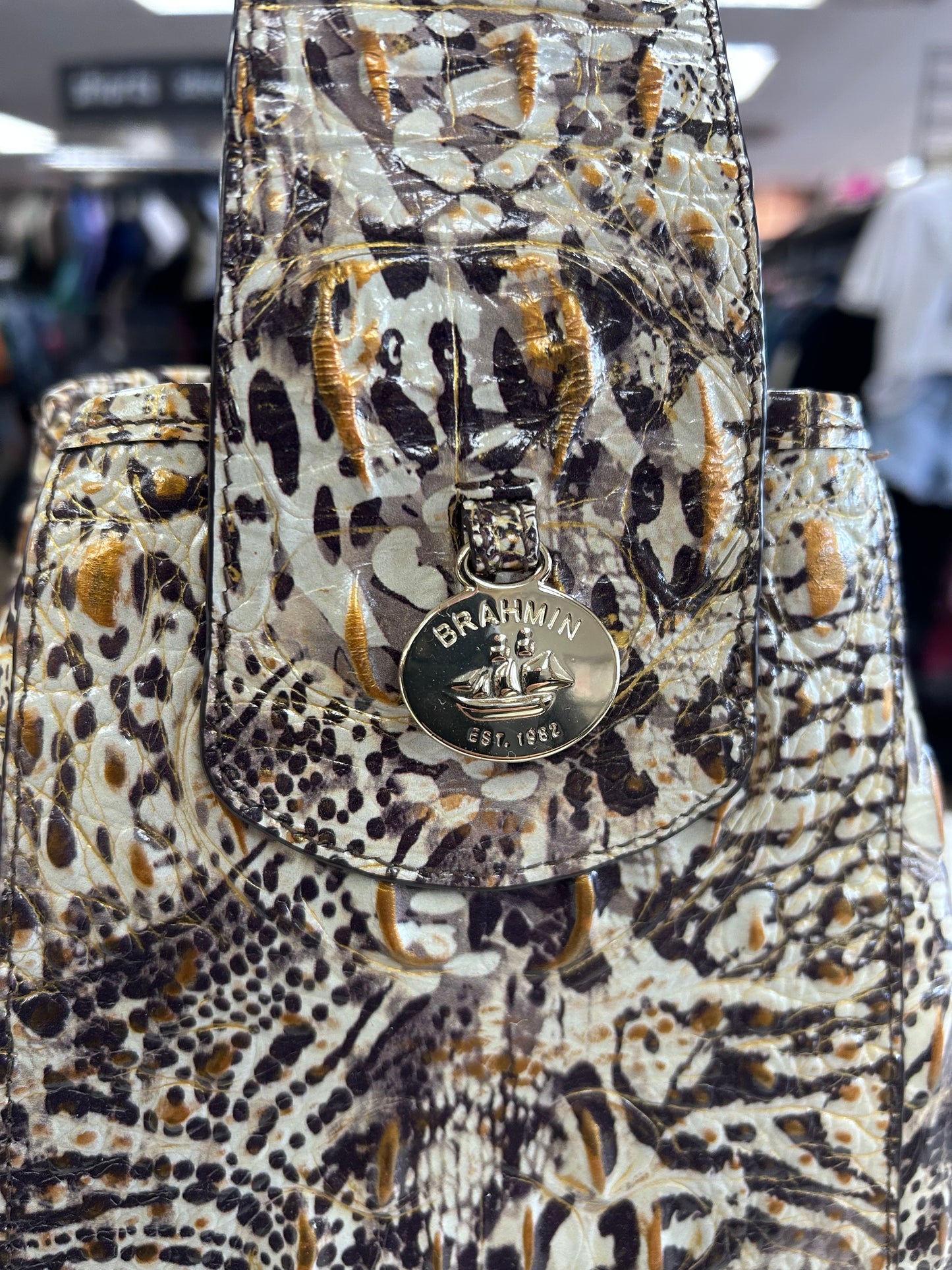 Backpack Designer By Brahmin In Animal Print, Size:Medium