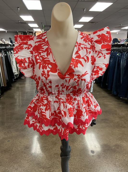 Top Ss By Adelyn Rae In Red & White, Size:Xs