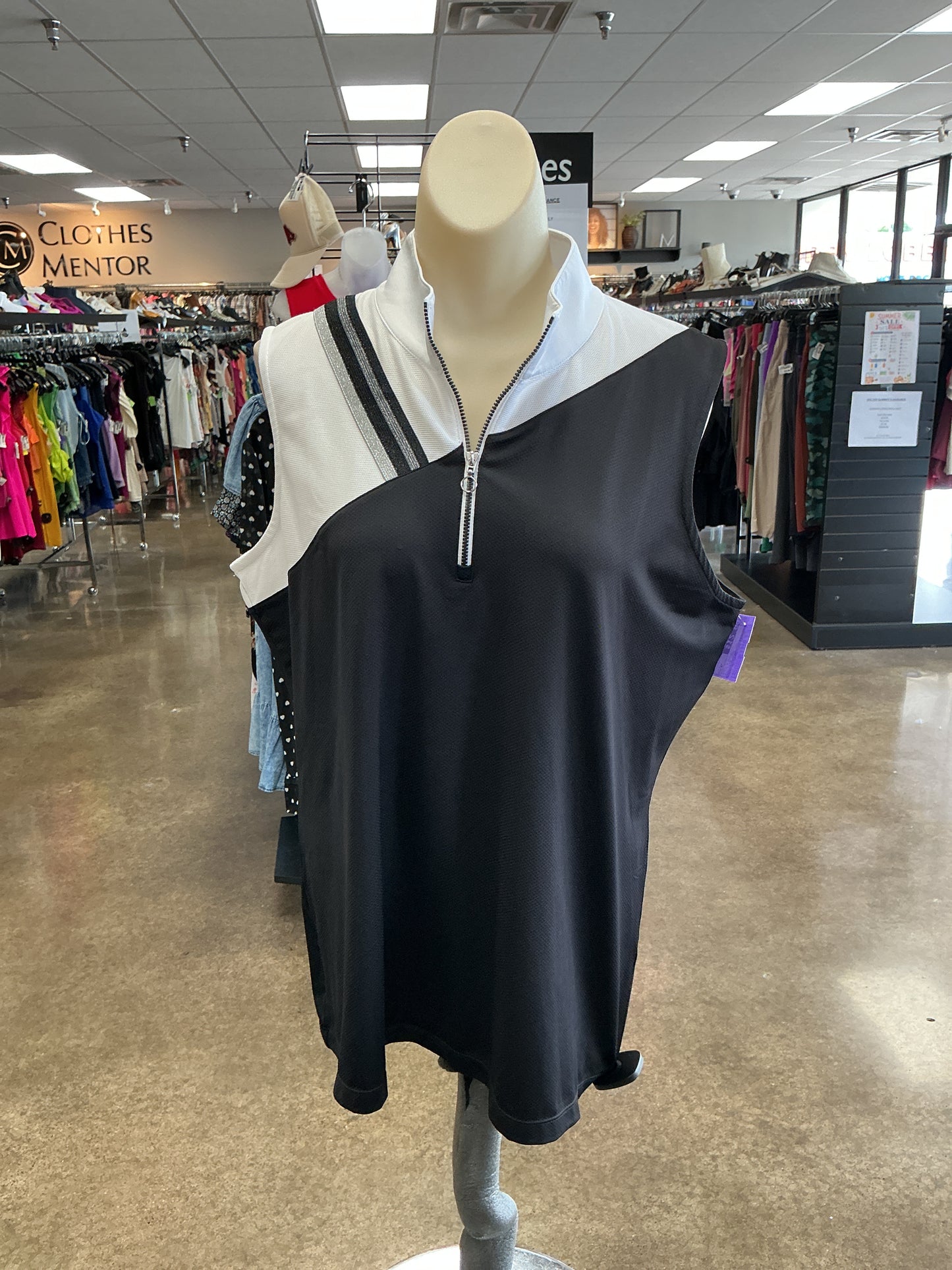 Athletic Tank Top By Clothes Mentor In Black & White, Size:Xl