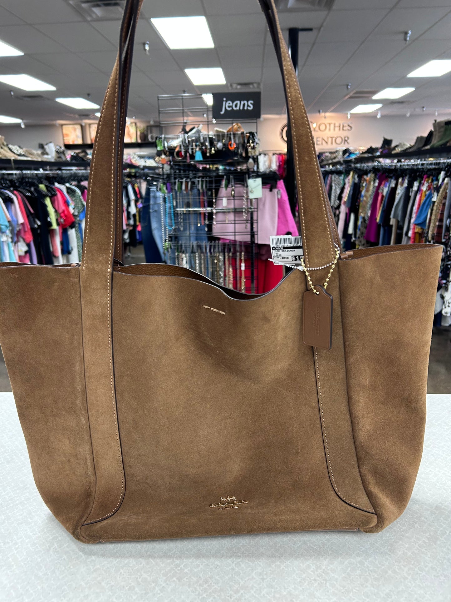 Tote Designer By Coach In Tan, Size:Large