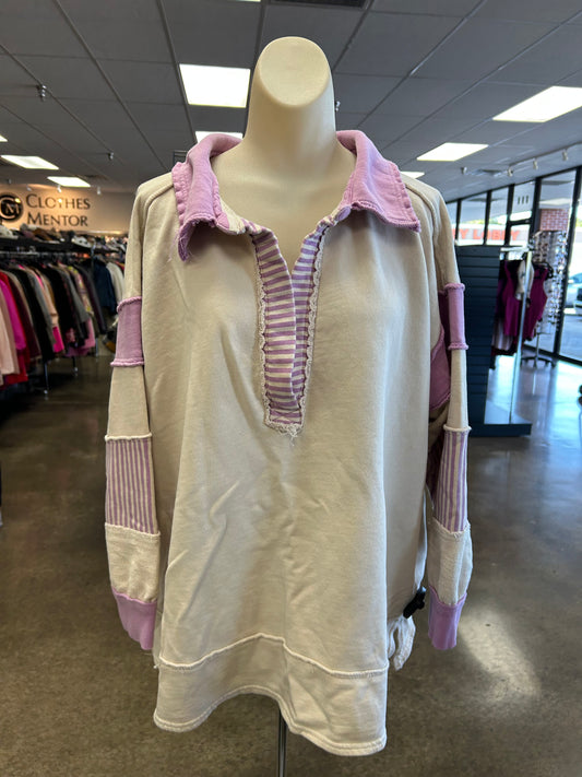 Sweatshirt Collar By We The Free In Cream & Purple, Size:S