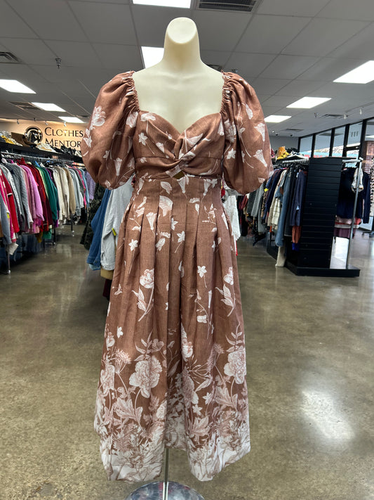 Dress Casual Maxi By En Saison In Brown & White, Size:S