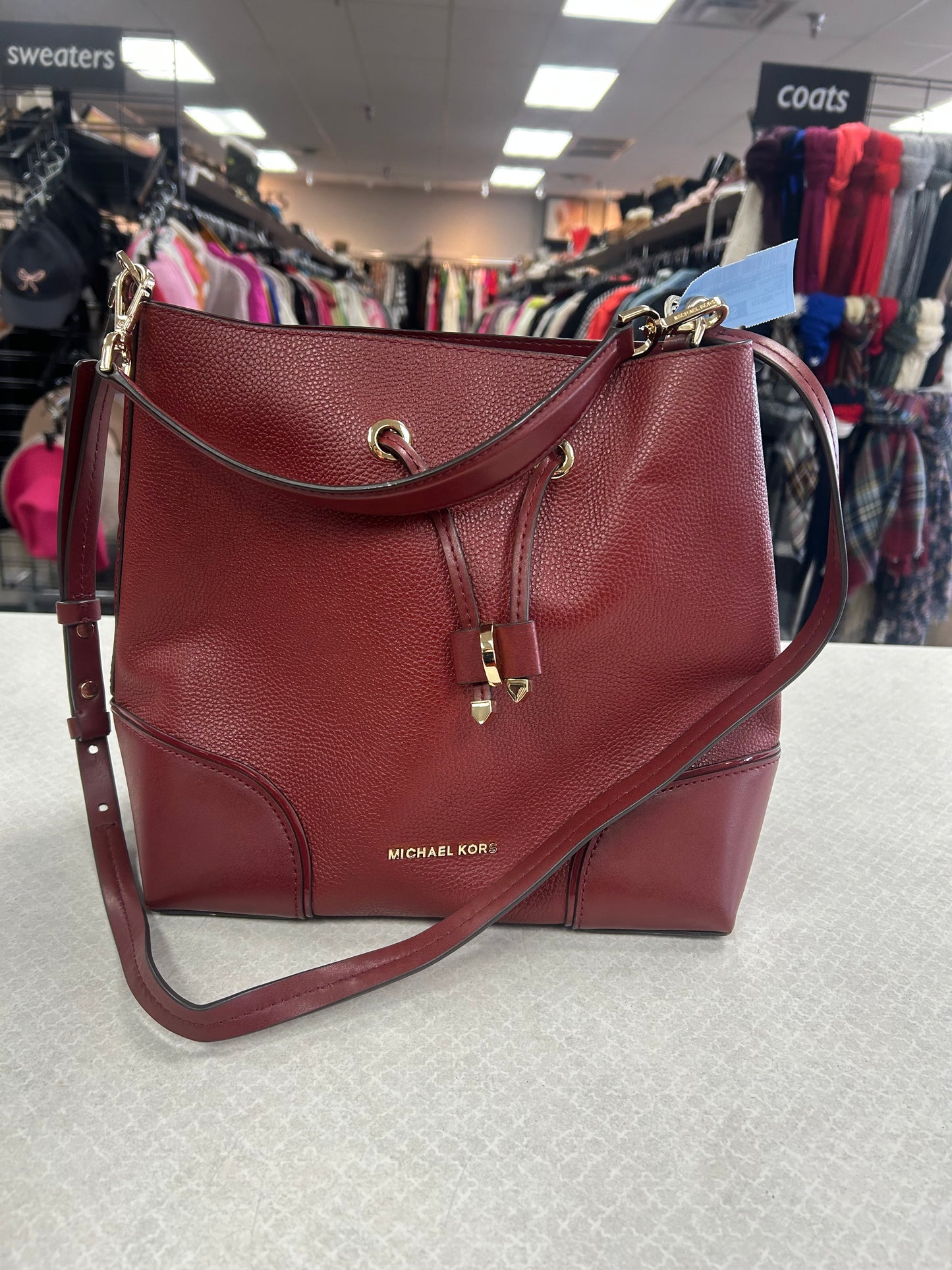 Handbag Designer By Michael Kors In Red, Size:Medium