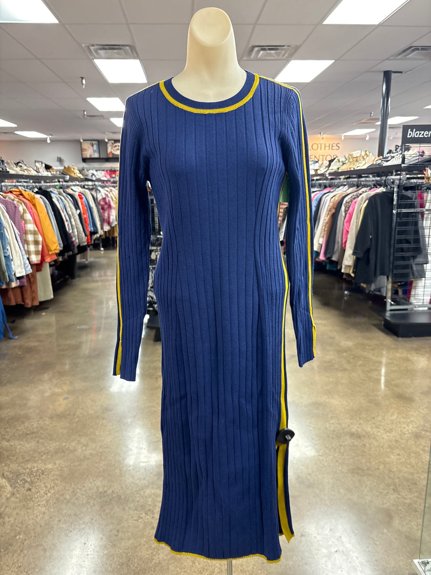 Dress Casual Maxi By Daily Practice By Anthropologie In Blue & Yellow, Size:M