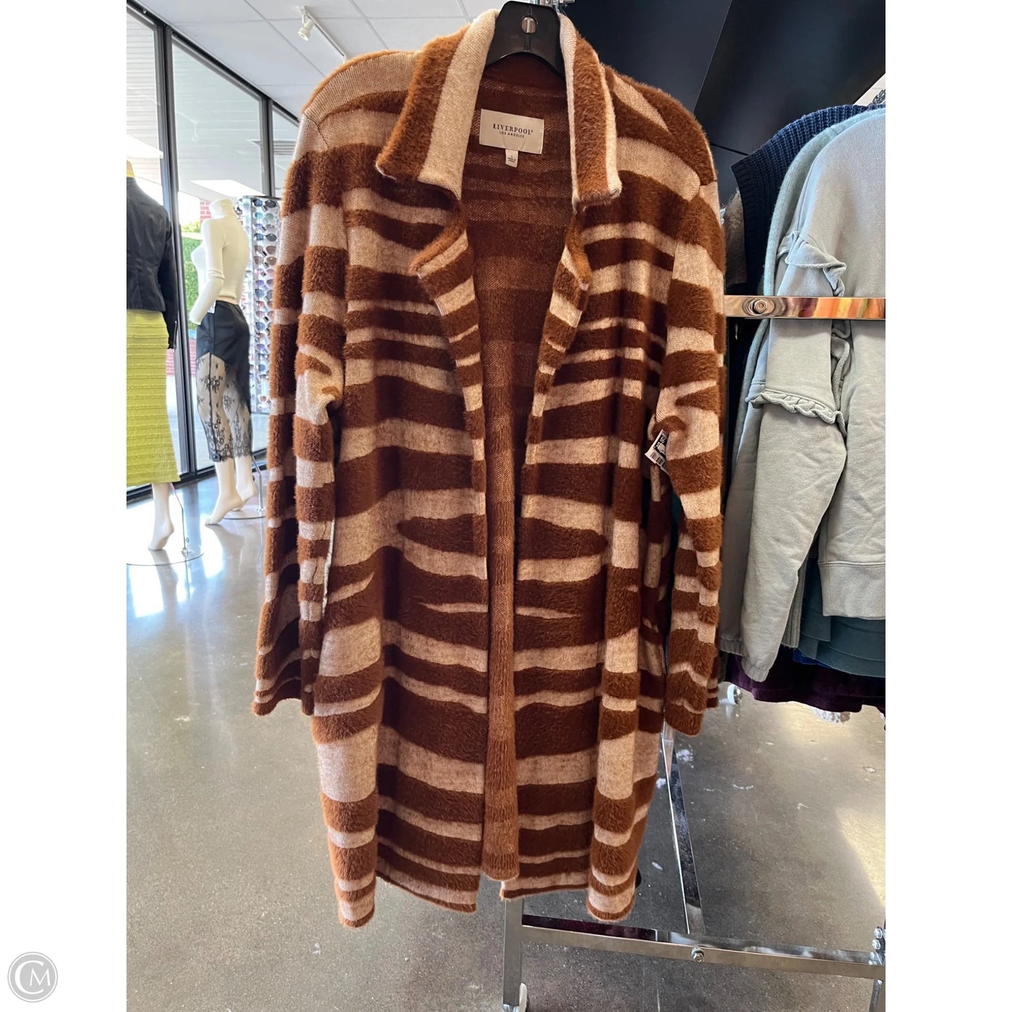 Jacket Faux Fur & Sherpa By Liverpool In Tan, Size: L