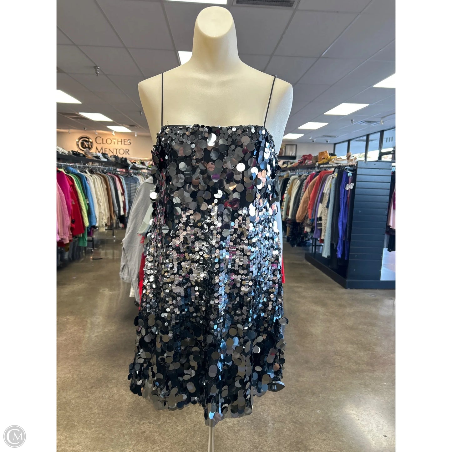 Dress Party Short By Clothes Mentor In Black & Silver, Size: M