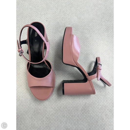 Sandals Heels Block By Zara In Pink, Size: 8.5