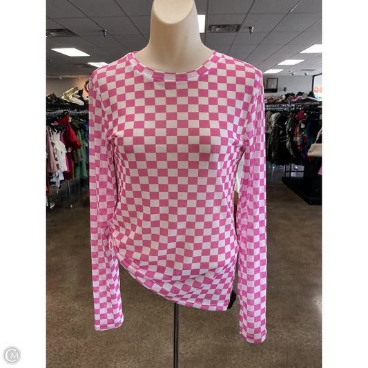 Top Long Sleeve By Blakeley In Pink & White, Size: S