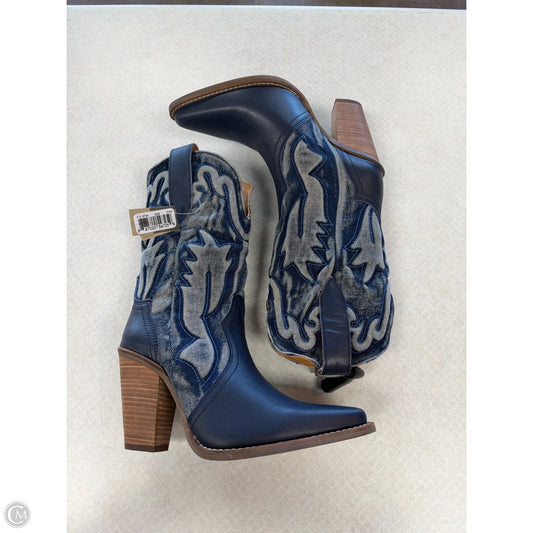 Boots Western By Dingo In Blue Denim, Size: 6.5