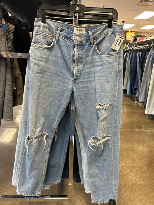 Jeans Straight By Agolde In Blue Denim, Size: 8