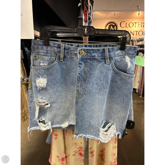 Skirt Mini & Short By Elan In Blue Denim, Size: L