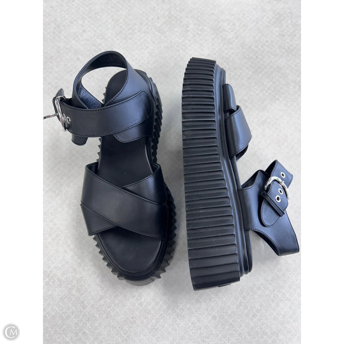 Sandals Heels Platform By Agl In Black, Size: 7.5