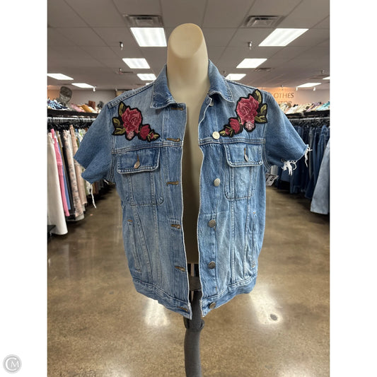 Top Short Sleeve By Frame In Blue Denim, Size: M