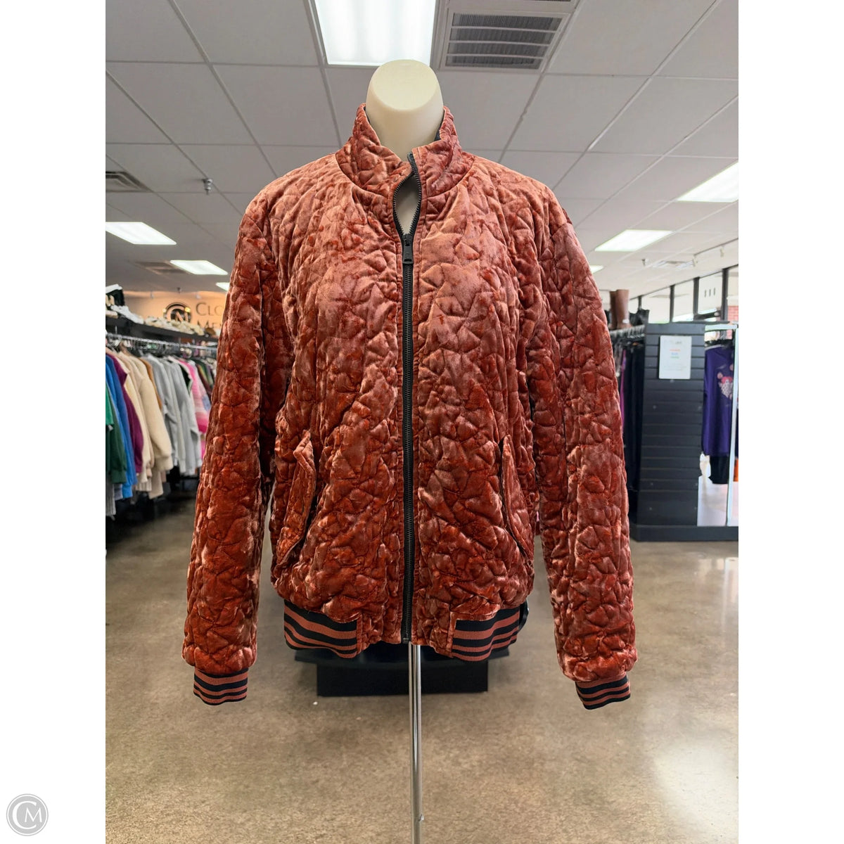 Jacket Puffer & Quilted By Bernardo In Orange, Size: M
