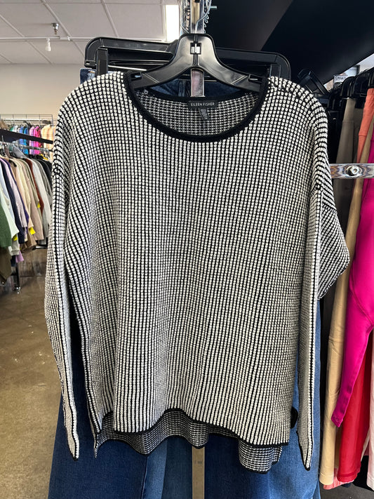 Top Long Sleeve By Eileen Fisher In Black & Cream, Size: Sp