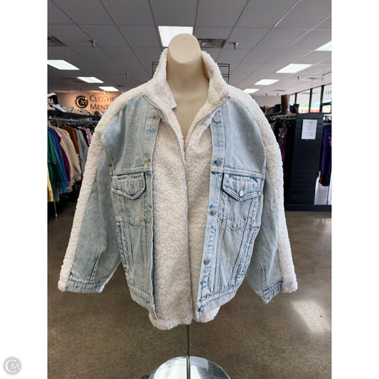 Jacket Denim By Clothes Mentor In Blue & White, Size: M