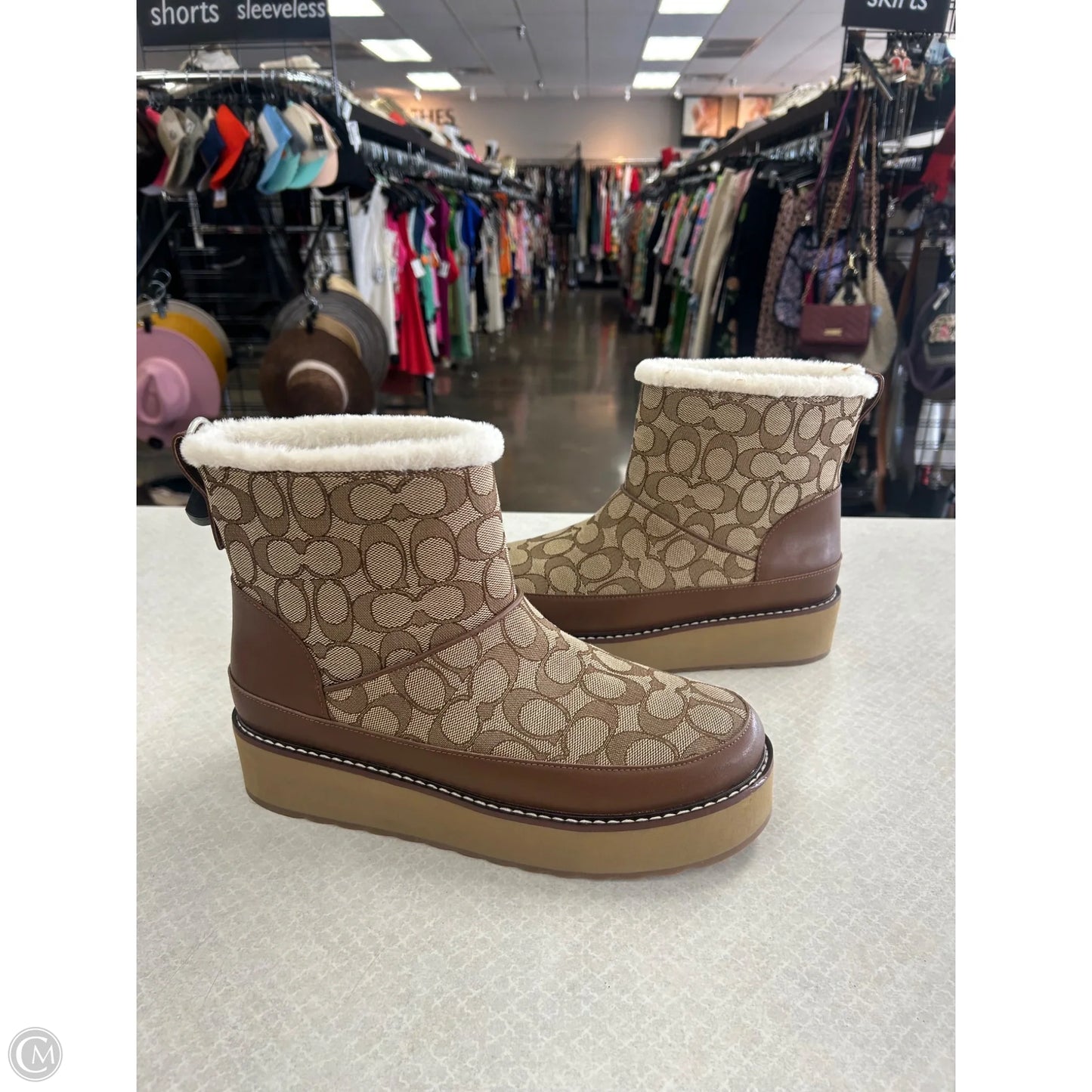 Boots Designer By Coach In Brown, Size: 9