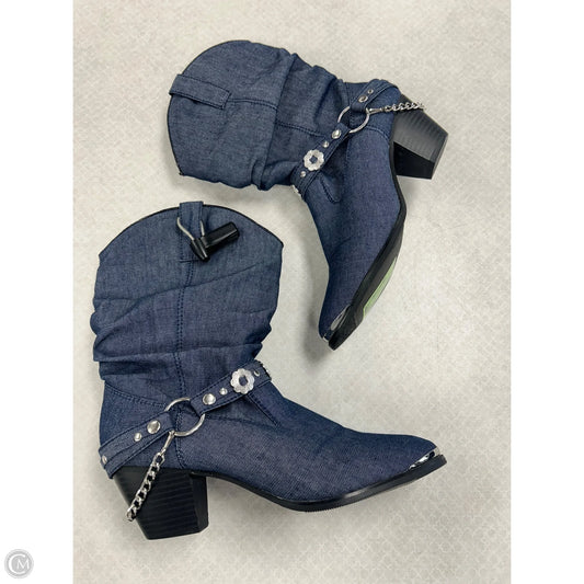 Boots Ankle Heels By Dingo In Blue Denim, Size: 9