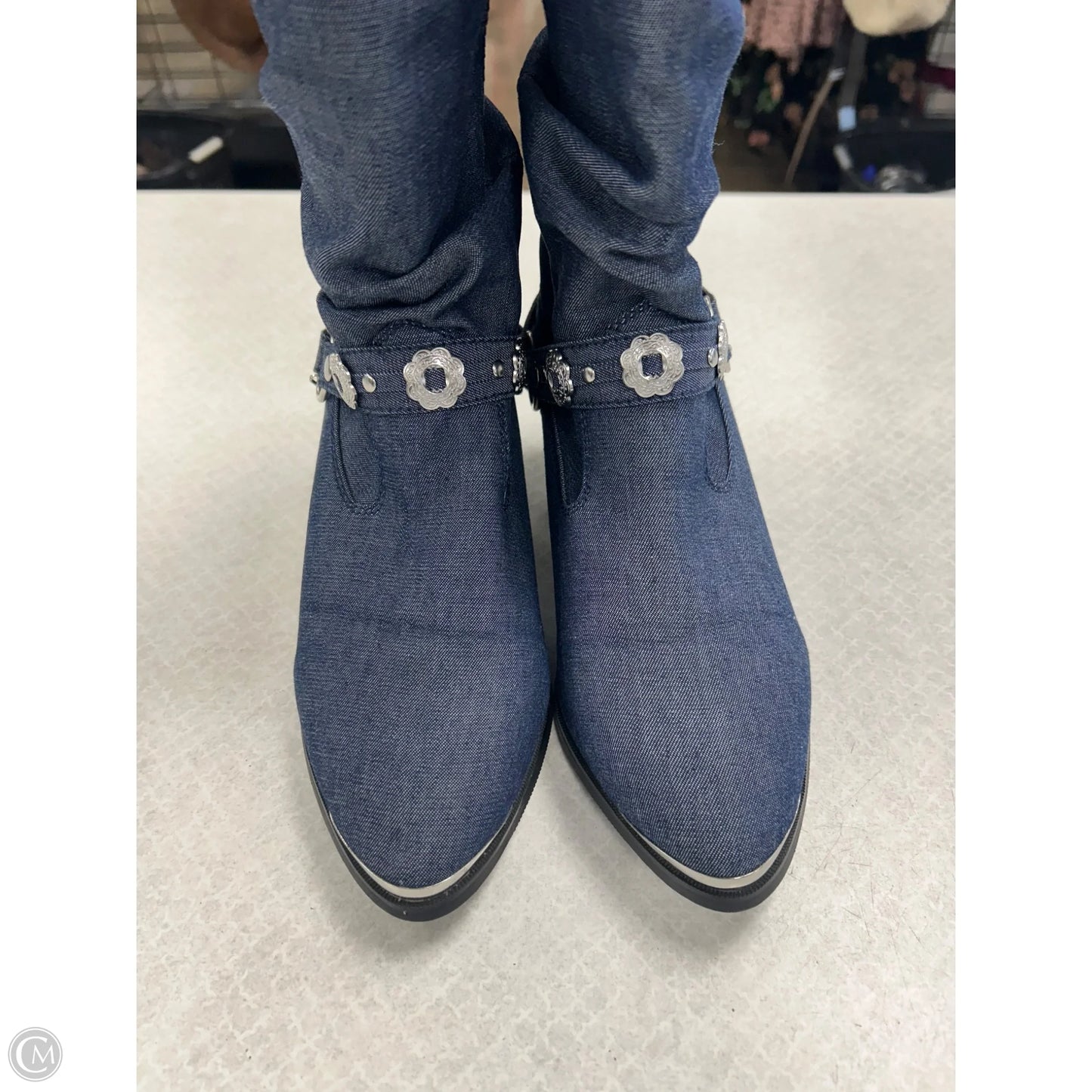 Boots Ankle Heels By Dingo In Blue Denim, Size: 9