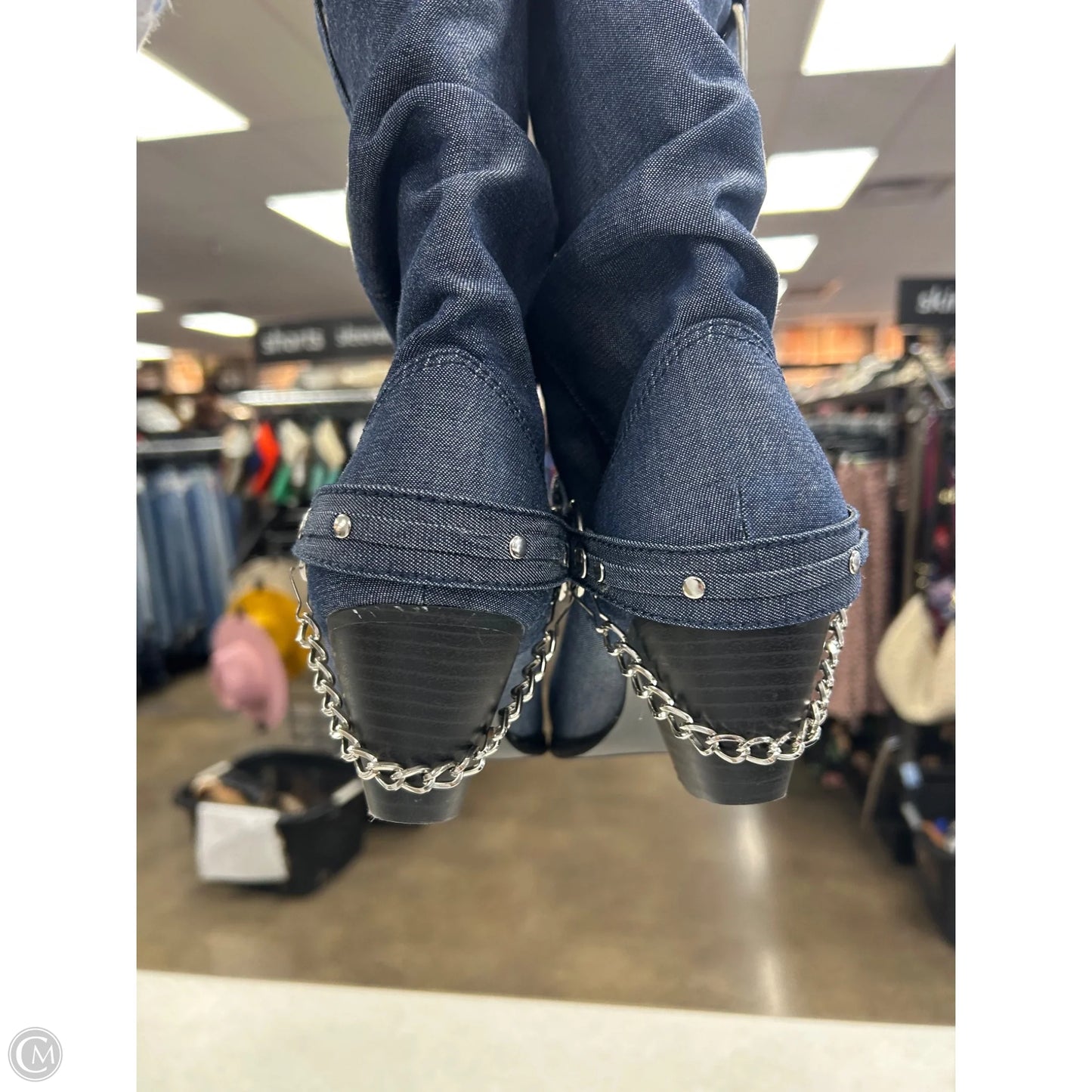 Boots Ankle Heels By Dingo In Blue Denim, Size: 9