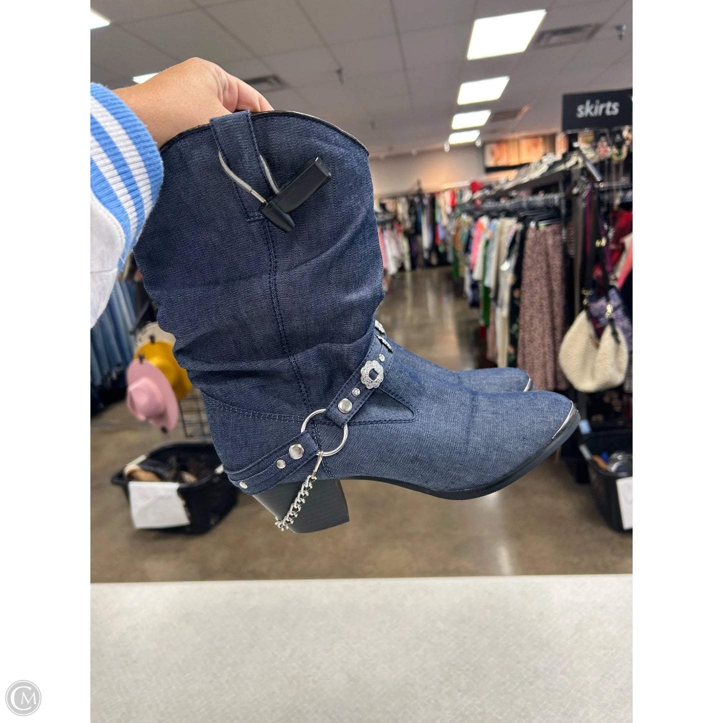 Boots Ankle Heels By Dingo In Blue Denim, Size: 9