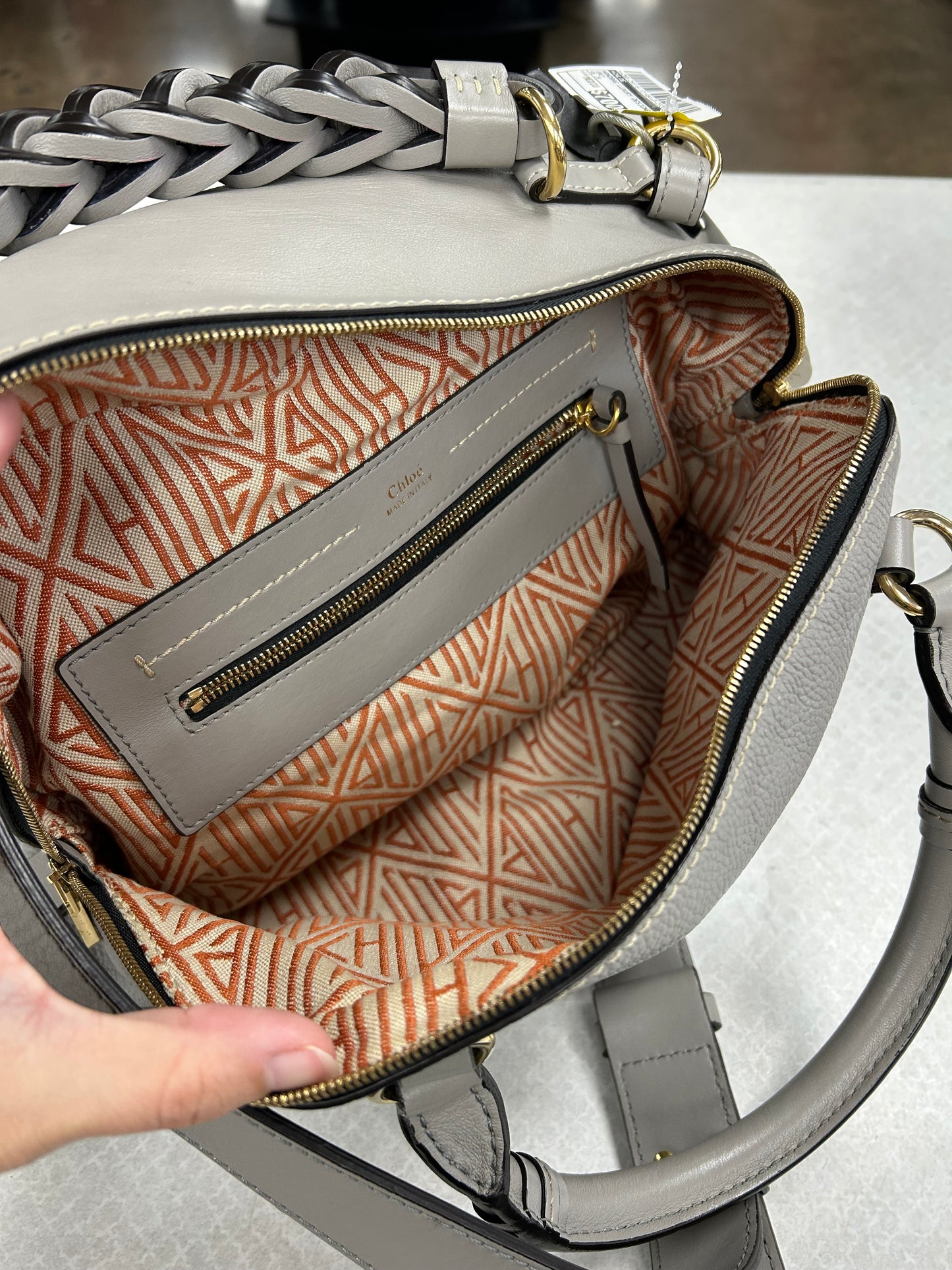 Handbag Luxury Designer By Chloe In Grey, Size:Medium