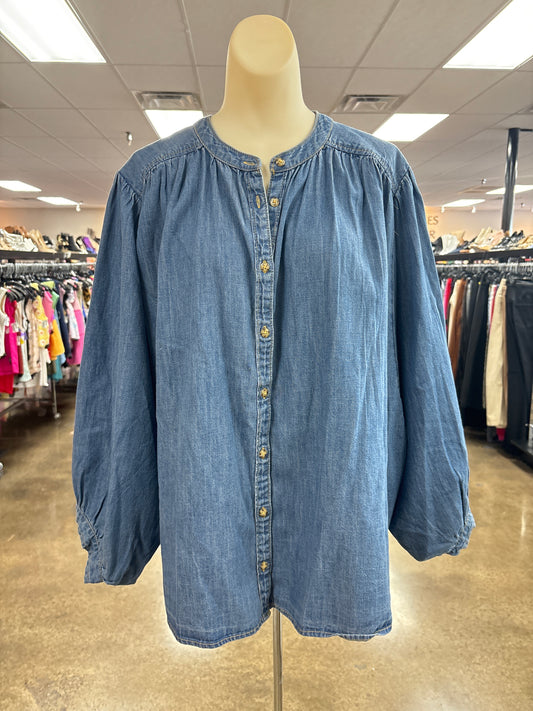 Top Ls By Pilcro In Blue Denim, Size:Xl