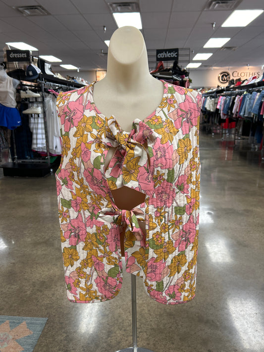 Vest Puffer & Quilted By Veveret In Floral Print, Size:M