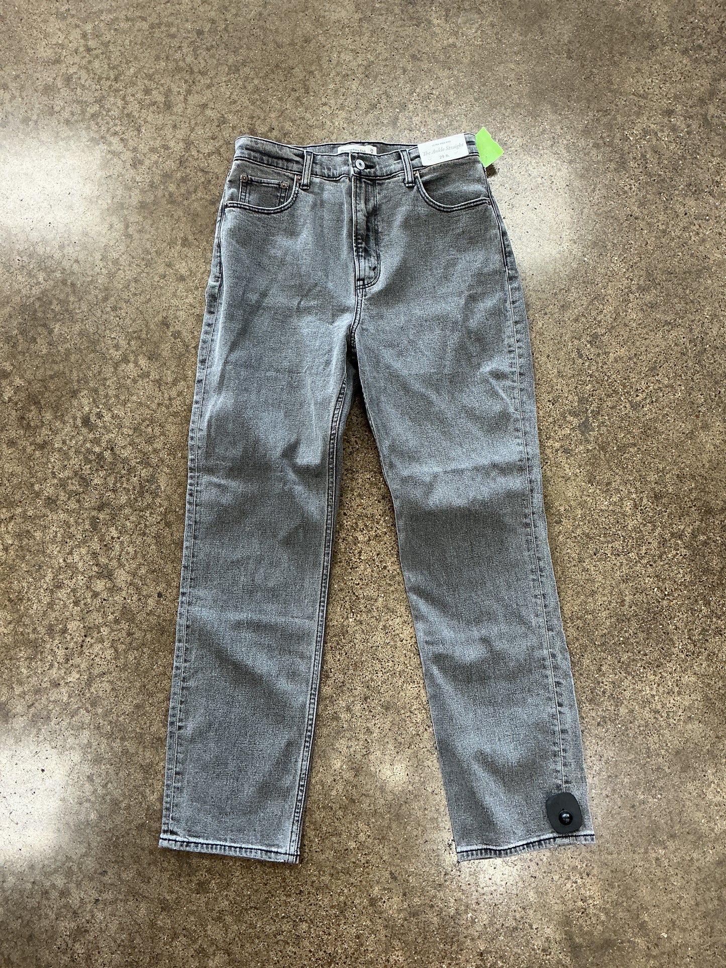 Jeans Straight By Abercrombie And Fitch In Grey Denim, Size:8L