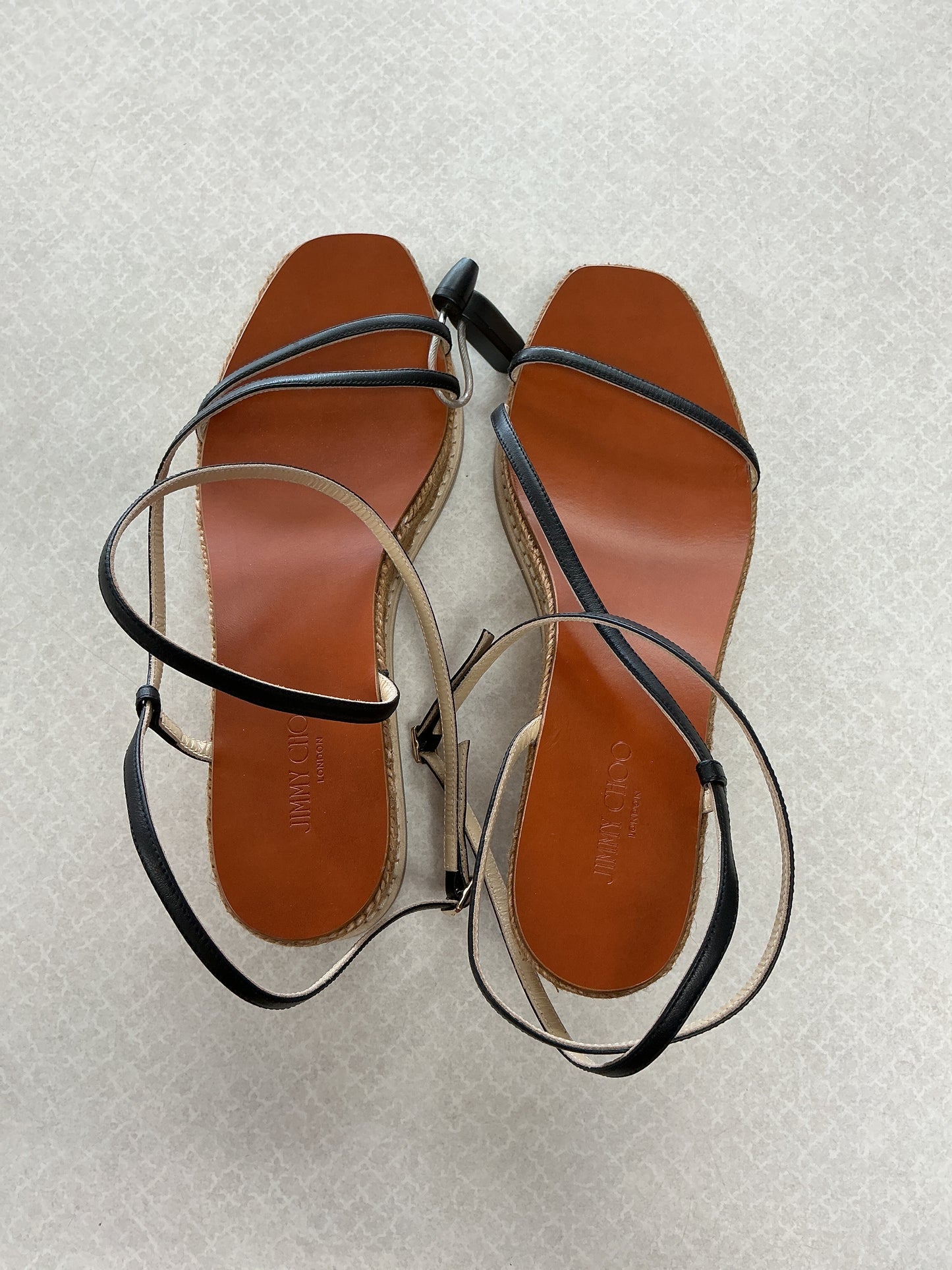 Sandals Luxury Designer By Jimmy Choo In Black, Size:9.5