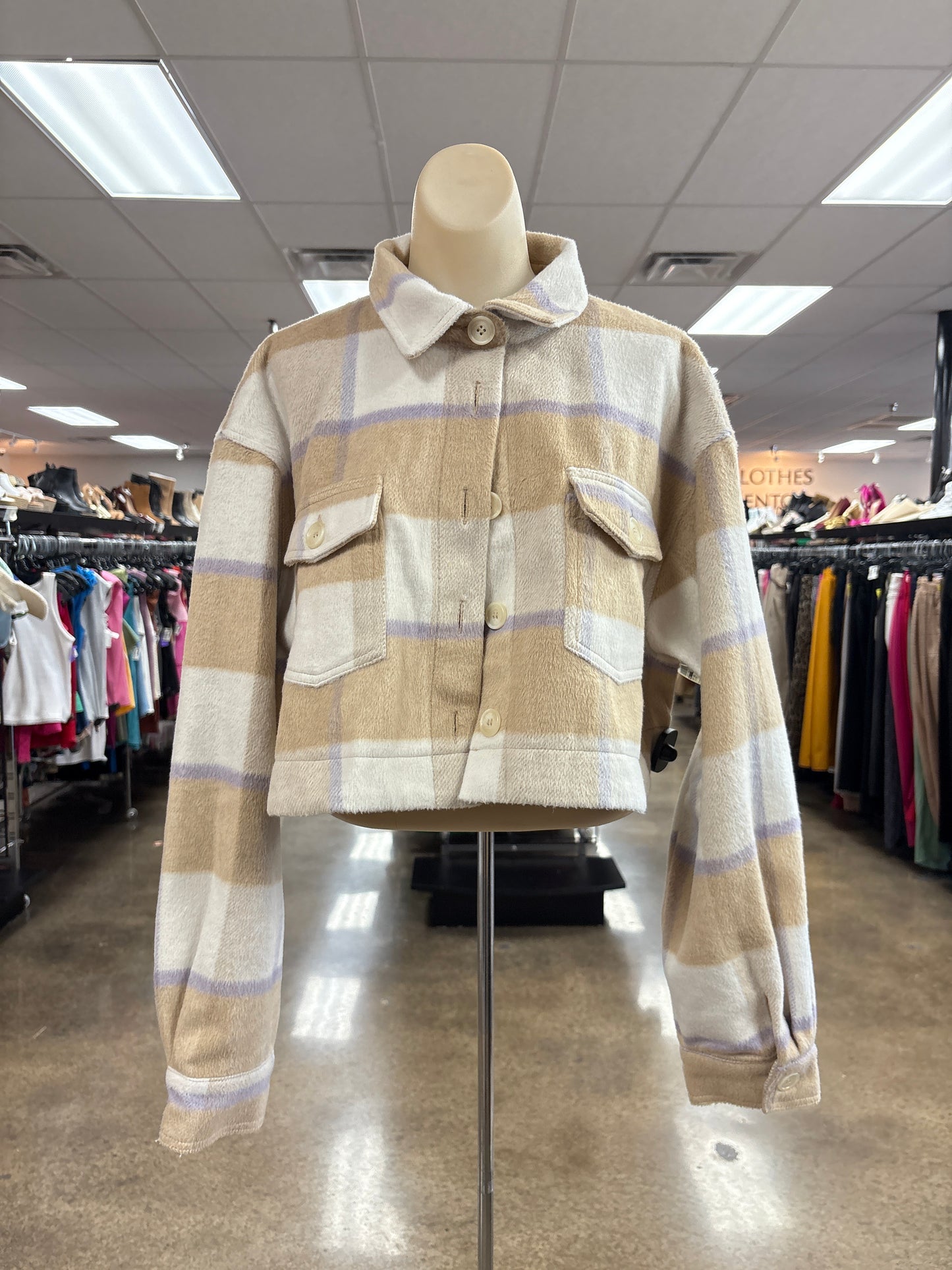 Jacket Fleece By Mable In Plaid Pattern, Size:L