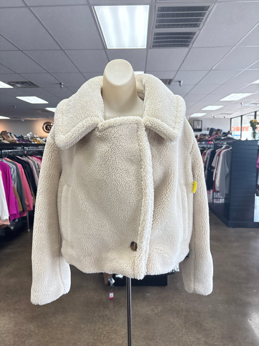 Coat Faux Fur & Sherpa By Banana Republic In Cream, Size:Mp