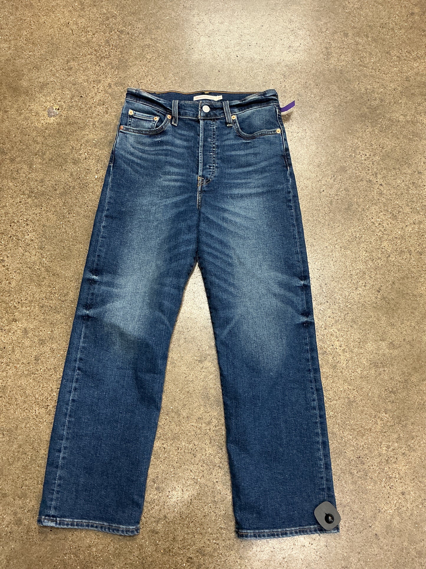 Jeans Straight By Levis In Blue Denim, Size:2
