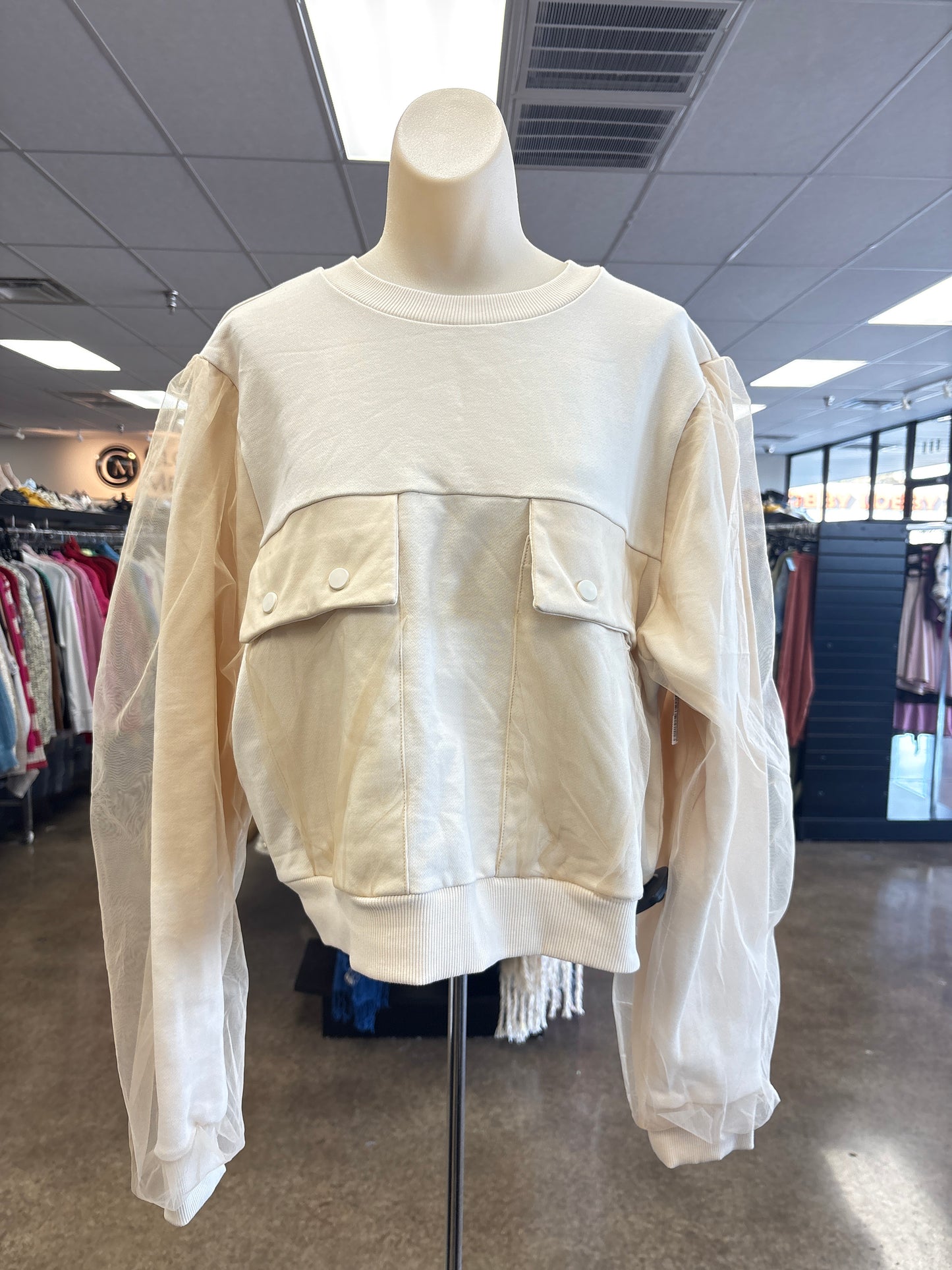 Sweatshirt Crewneck By Anthropologie In Cream, Size:Xl