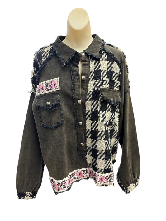 Top Ls By Pol In Black & Cream, Size:S