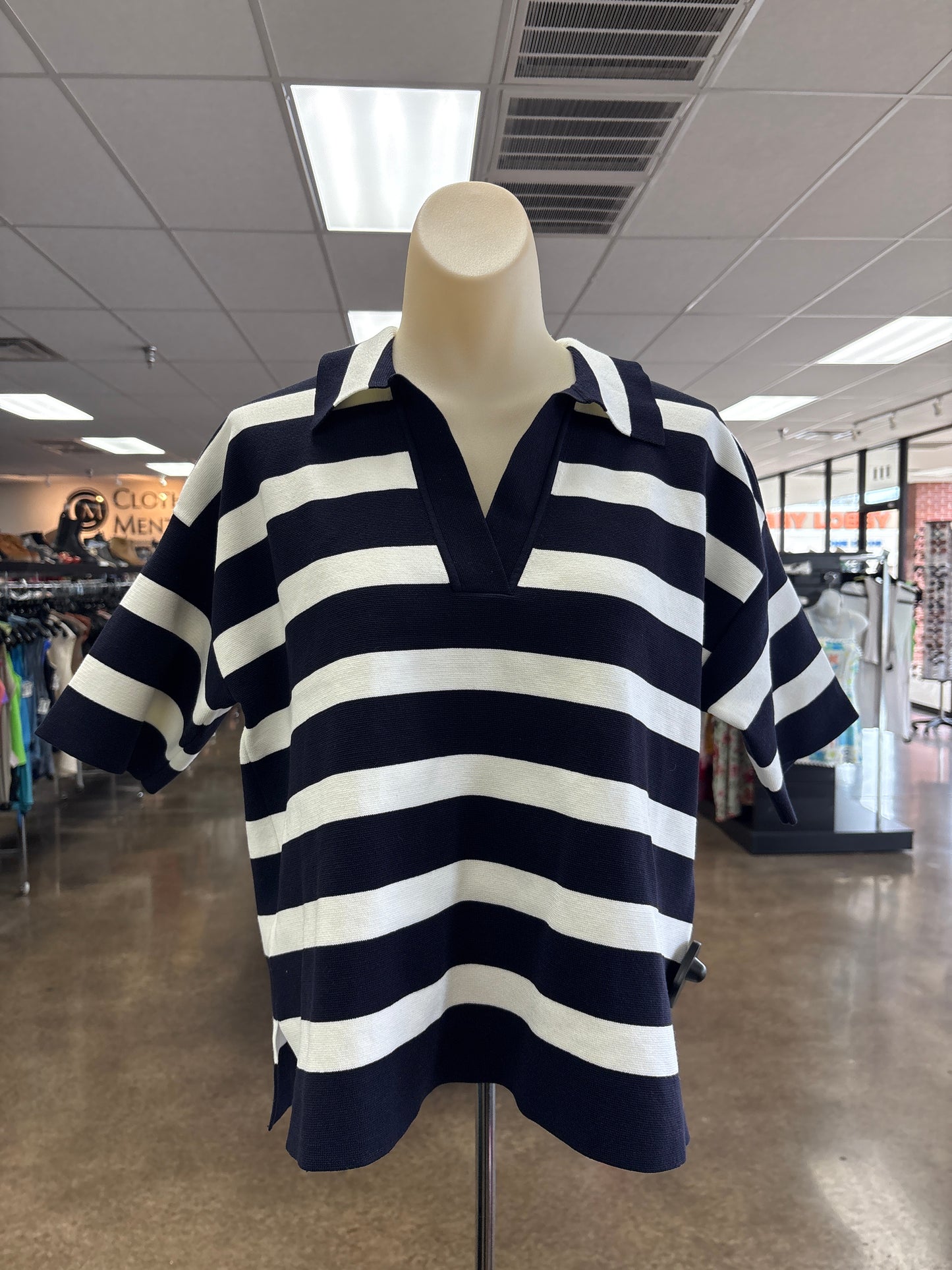 Top Ss By Ann Taylor In Blue & White, Size:L