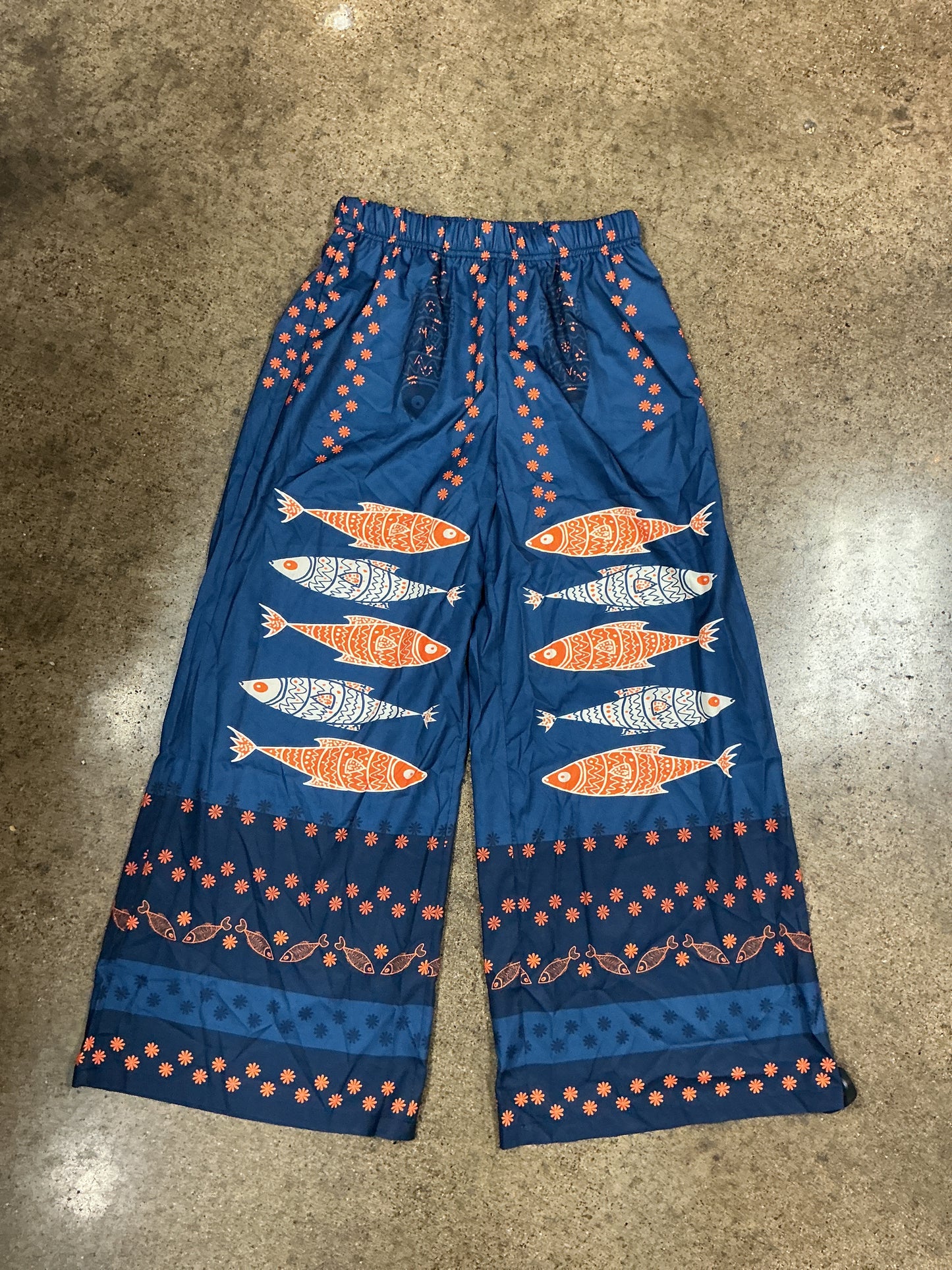Pants Wide Leg By Shein In Blue & Orange, Size:L