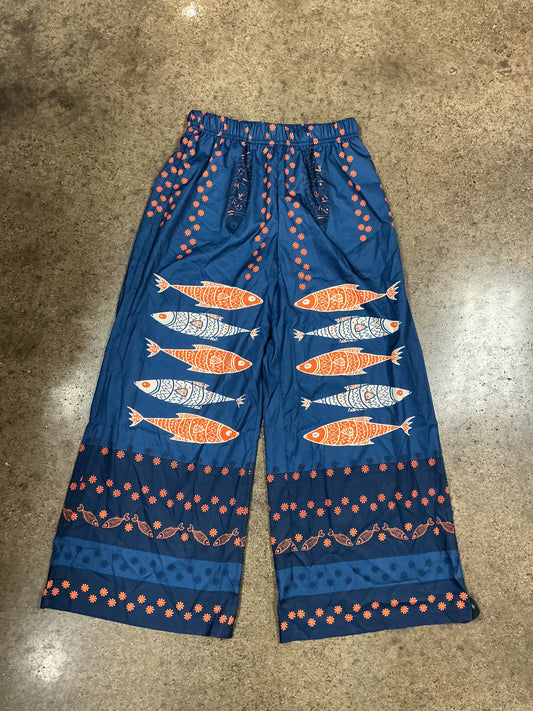 Pants Wide Leg By Shein In Blue & Orange, Size:L