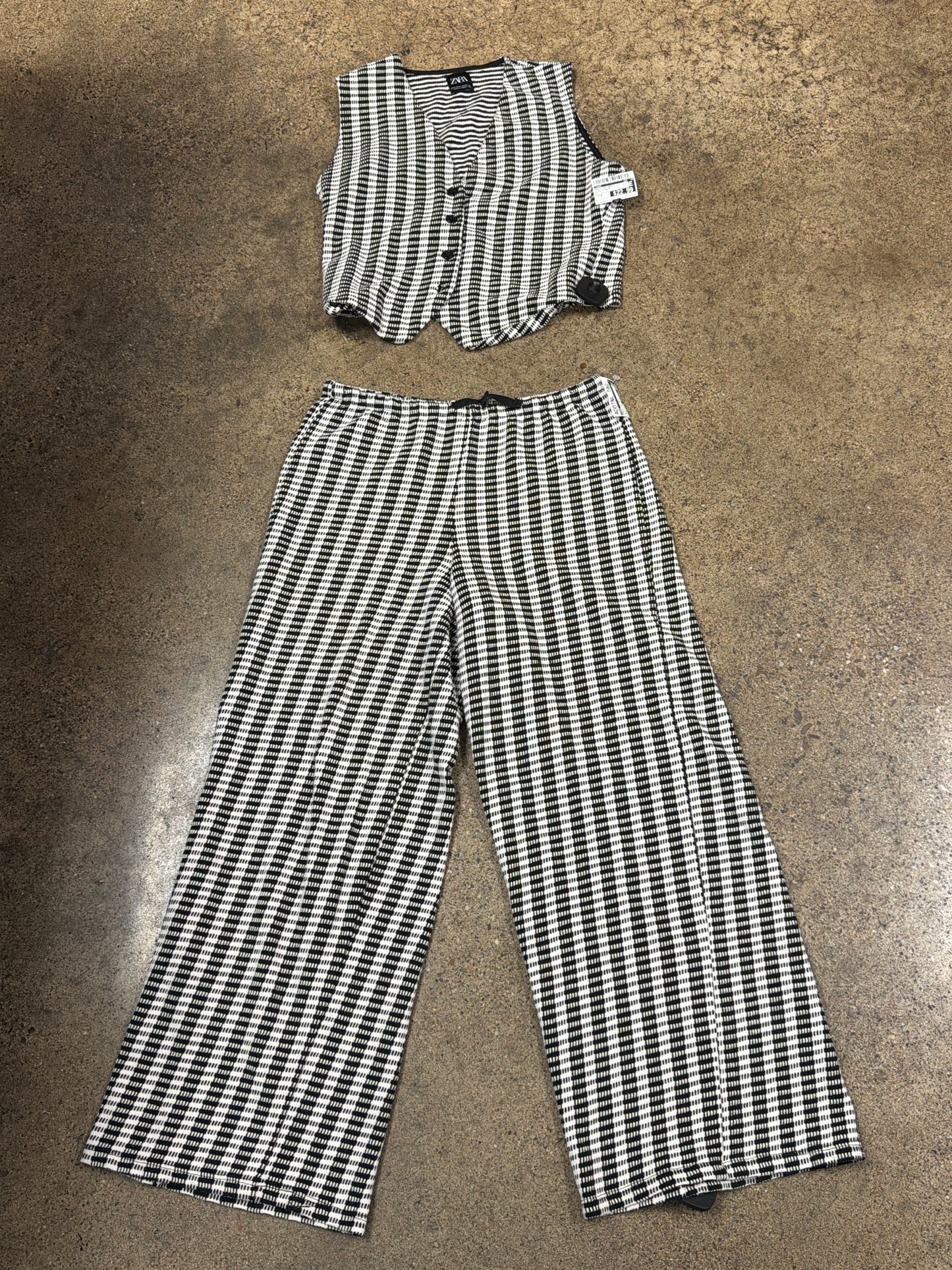 Pants Set 2Pc By Zara In Black & White, Size:M