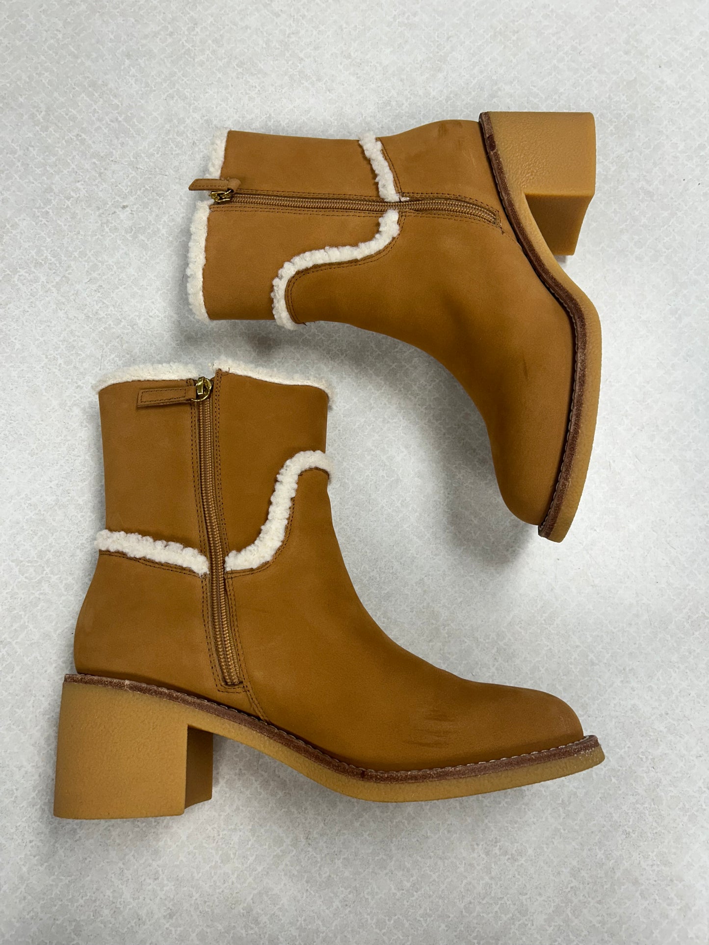 Boots Ankle Heels By J. Crew In Tan, Size:9.5