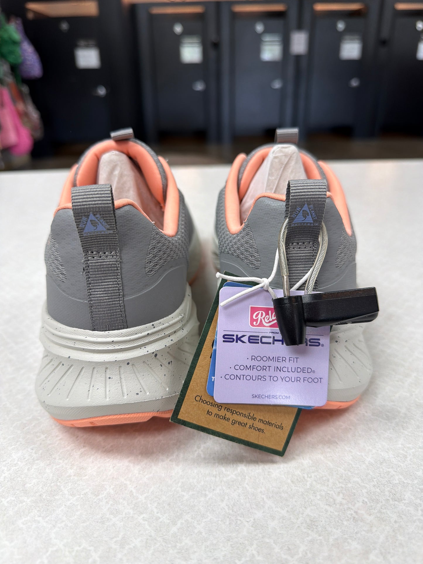 Shoes Athletic By Skechers In Grey & Orange, Size:9.5