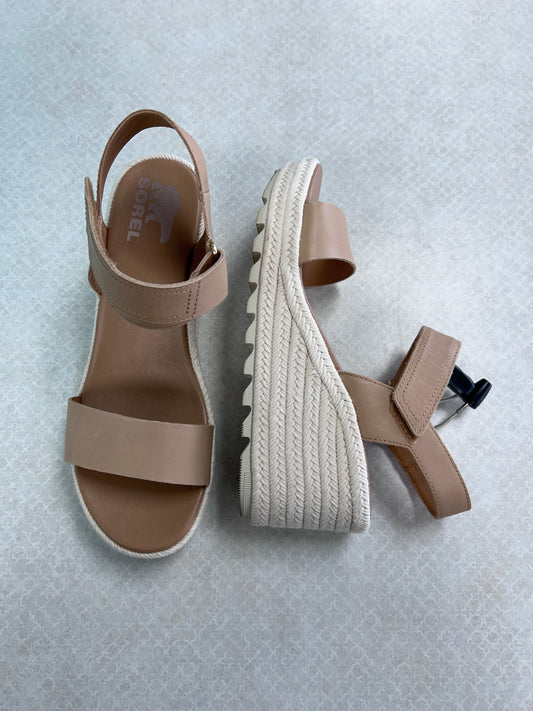 Sandals Heels Wedge By Sorel In Cream, Size:9