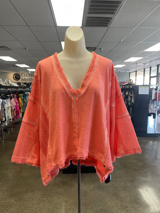 Top Ls By Pol In Coral, Size:M