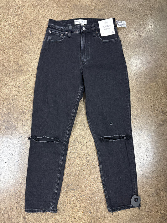 Jeans Straight By Abercrombie And Fitch In Black Denim, Size:24